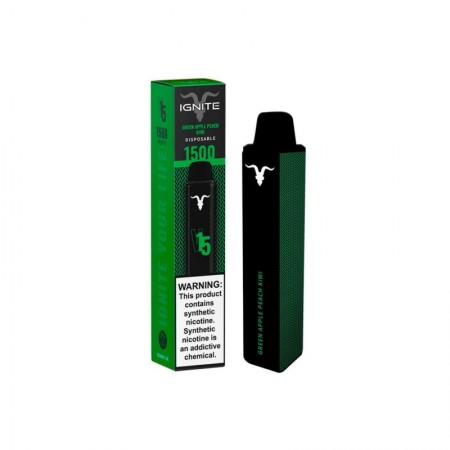 Vape descartable Ignite V15 verde manzana melocoton kiwi