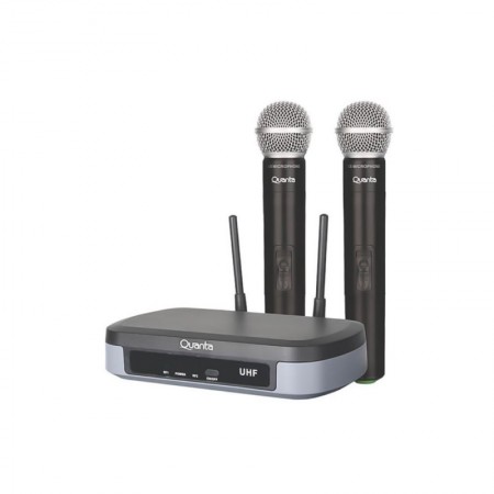 Micrófono Quanta Dual Inalámbrico UHF QTMWU104 60 metros