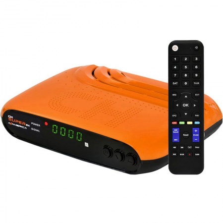 Receptor FTA Azamerica Champions Super GX Full HD IPTV Wifi - Naranja/Negro