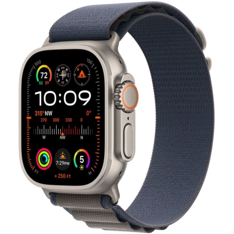 Apple Watch Ultra 2 (GPS + Cellular caja de titanio en plata y correa loop en color azul a