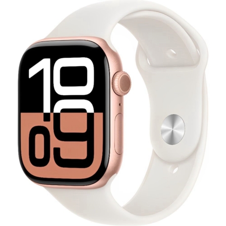 Apple Watch S10 caja de aluminio en rose y correa banda deportivo en color light blush 42