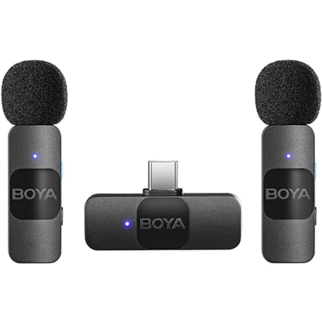Micrófono Inalámbrico Boya BY-V20 (2TX+1RX) USB-C - Negro